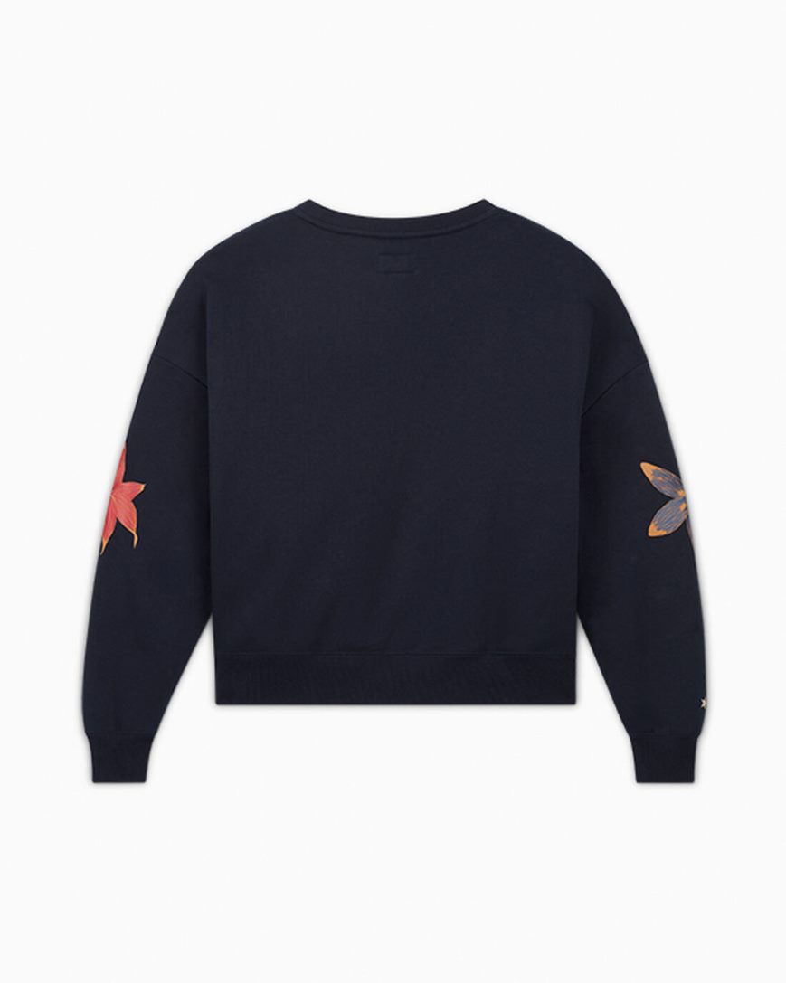 Women's Converse Black Joy Oversized Long Sleeve Sweatshirts Dark Obsidian | AU 3106ER